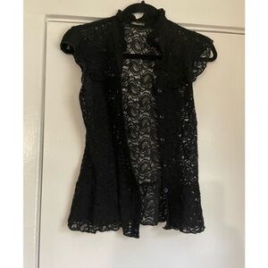 Mandee Lace short sleeve‎ button down Cardigan size Small